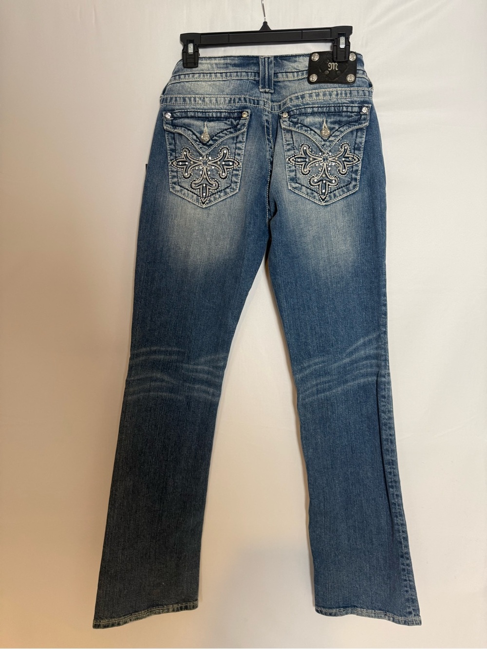 NWT Miss Me Bootcut Denim Jeans Women's Size 31 Light Blue Wing Flap Pockets